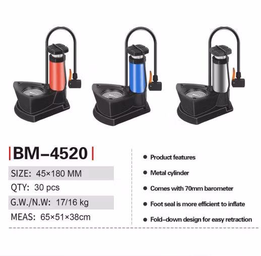 Produktmerkmale Metallzylinderversiegelte Doppelfußdichtungen für effizienteres Aufpumpen. Griff-Inflator